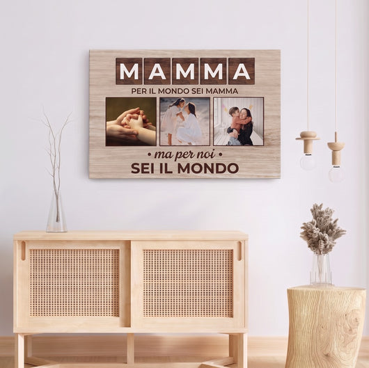 Il Nostro Mondo™ - Tela con foto personalizzata mamma/papà
