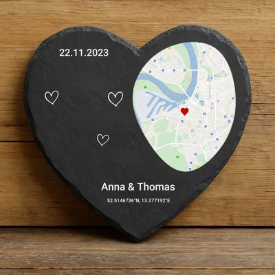 LoveMap™ - Cuore in ardesia personalizzato