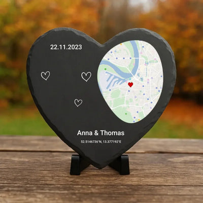 LoveMap™ - Cuore in ardesia personalizzato