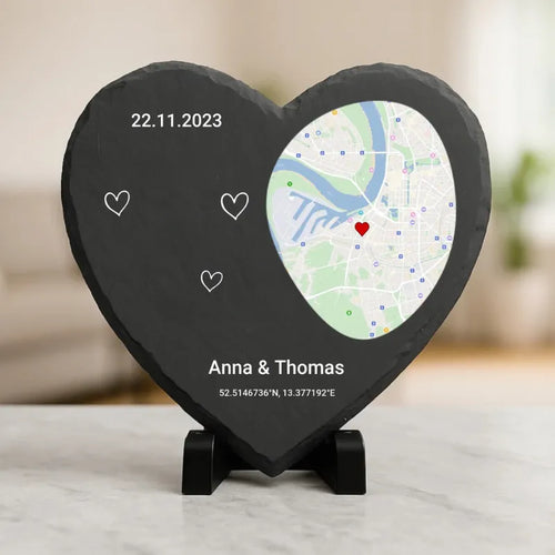 LoveMap™ - Cuore in ardesia personalizzato
