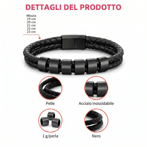 Eredità™ – Bracciale in pelle personalizzato per il nonno