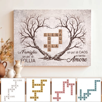 Tela cruciverba con nomi della famiglia personalizzati