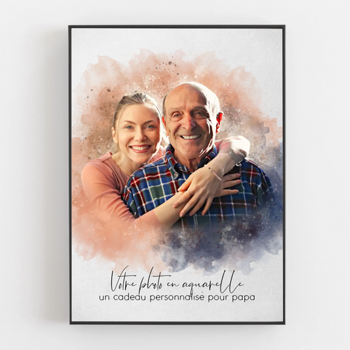 Papà & Io™ – Tela personalizzata effetto acquerello
