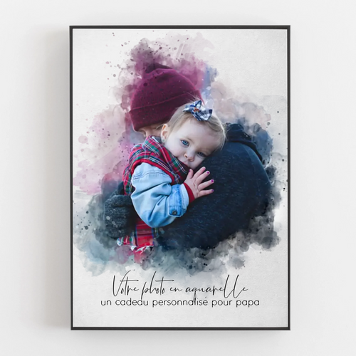 Papà & Io™ – Tela personalizzata effetto acquerello