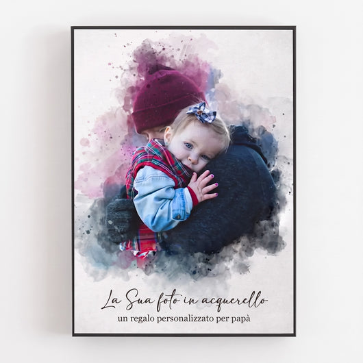 Tela personalizzata effetto acquerello per papà
