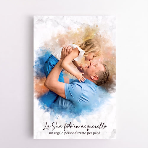 Papà & Io™ – Tela personalizzata effetto acquerello