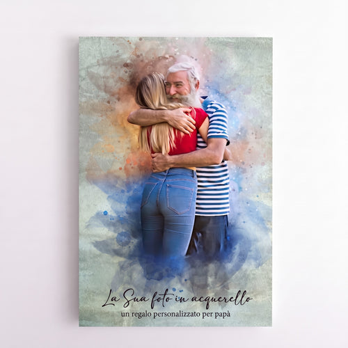 Papà & Io™ – Tela personalizzata effetto acquerello