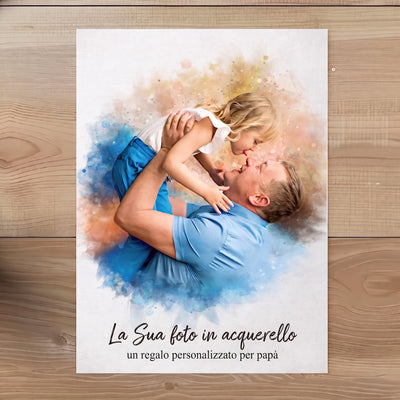 Tela personalizzata effetto acquerello per papà
