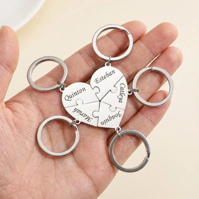 FamilyPuzzle™ – Portachiavi puzzle a cuore personalizzati