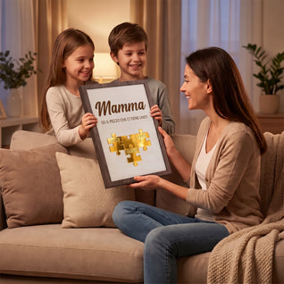 Per la Mamma™ - Cornice puzzle famiglia personalizzata