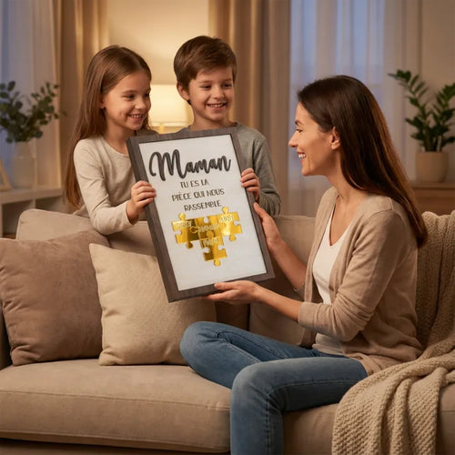 Per la Mamma™ - Cornice puzzle famiglia personalizzata