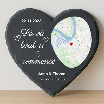 LoveMap™ - Cuore in ardesia personalizzato