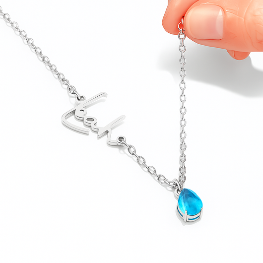 Eterna™ – Collana con nome e pietra del mese di nascita
