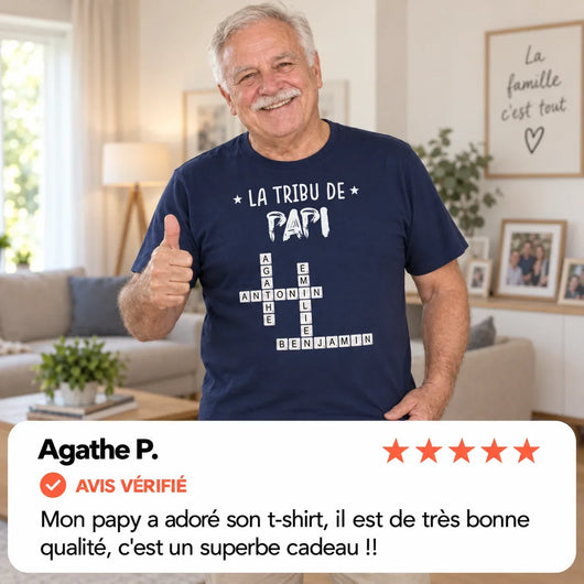 T-shirt personalizzata Cruciverba™ per il nonno con i nomi dei nipotini