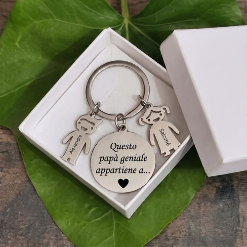 Papà Geniale™ – Portachiavi personalizzato per papà