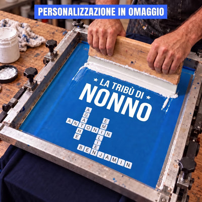 T-shirt personalizzata Cruciverba™ per il nonno con i nomi dei nipotini