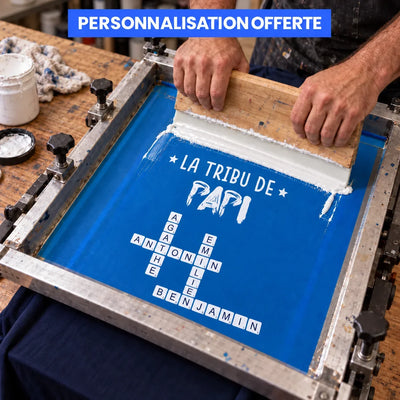 T-shirt personalizzata Cruciverba™ per il nonno con i nomi dei nipotini