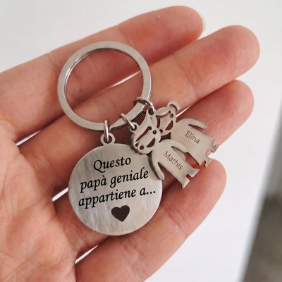 Portachiavi personalizzato per papà con i nomi dei figli