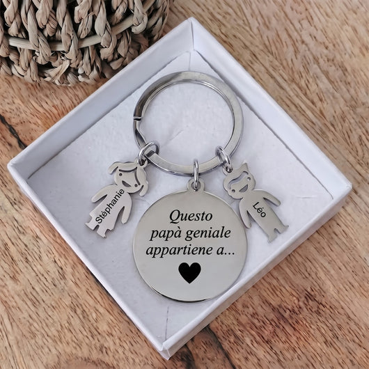 Portachiavi personalizzato per papà con i nomi dei figli