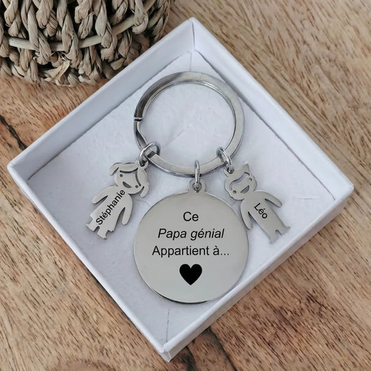 Portachiavi personalizzato per papà con i nomi dei figli