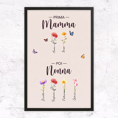 Fiori di Famiglia™ - Tela personalizzata "Prima mamma, poi nonna"