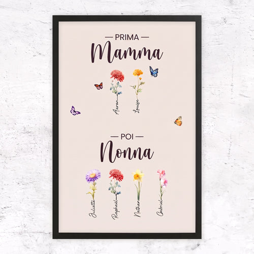 Fiori di Famiglia™ - Tela personalizzata "Prima mamma, poi nonna"