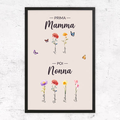 Fiori di Famiglia™ - Tela personalizzata "Prima mamma, poi nonna"