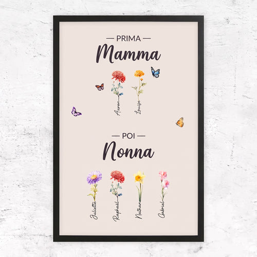 Fiori di Famiglia™ - Tela personalizzata "Prima mamma, poi nonna"