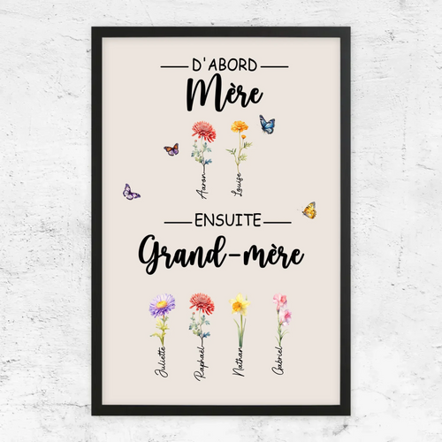 Fiori di Famiglia™ - Tela personalizzata "Prima mamma, poi nonna"