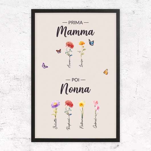 Fiori di Famiglia™ - Tela personalizzata "Prima mamma, poi nonna"