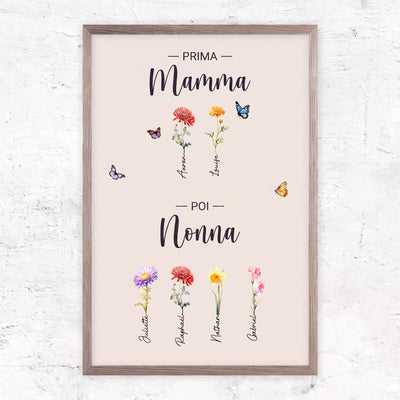 Fiori di Famiglia™ - Tela personalizzata "Prima mamma, poi nonna"