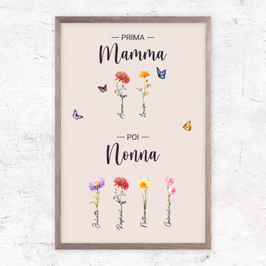 Fiori di Famiglia™ - Tela personalizzata "Prima mamma, poi nonna"