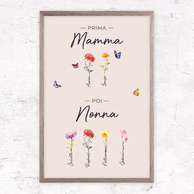 Fiori di Famiglia™ - Tela personalizzata "Prima mamma, poi nonna"
