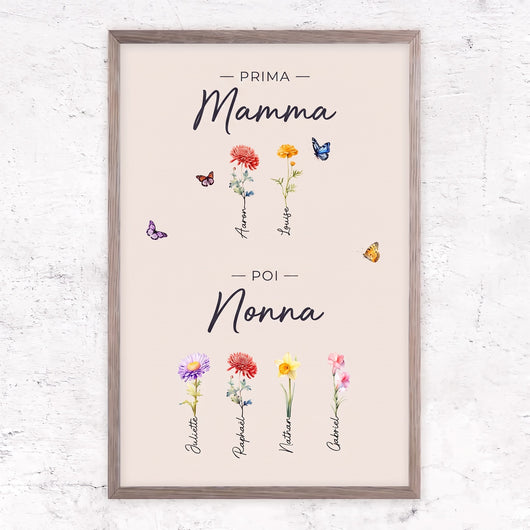 Fiori di Famiglia™ - Tela personalizzata "Prima mamma, poi nonna"