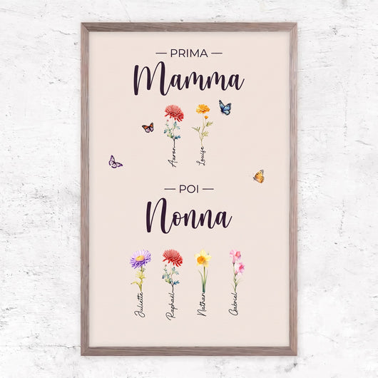 Fiori di Famiglia™ - Tela personalizzata "Prima mamma, poi nonna"