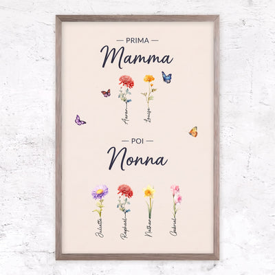 Fiori di Famiglia™ - Tela personalizzata "Prima mamma, poi nonna"