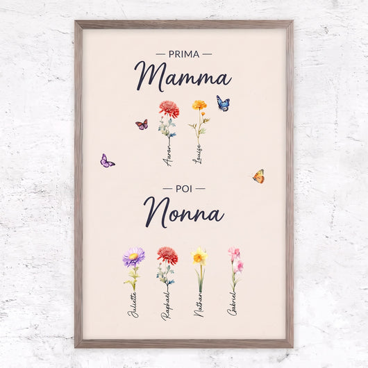 Fiori di Famiglia™ - Tela personalizzata "Prima mamma, poi nonna"