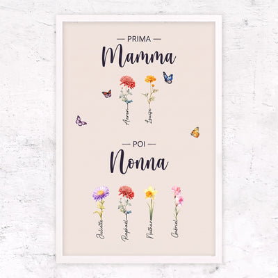Fiori di Famiglia™ - Tela personalizzata "Prima mamma, poi nonna"