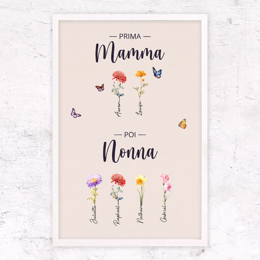 Fiori di Famiglia™ - Tela personalizzata "Prima mamma, poi nonna"