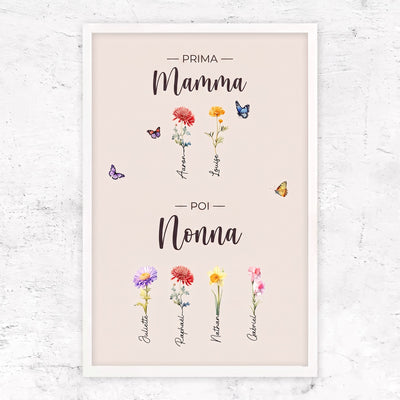 Fiori di Famiglia™ - Tela personalizzata "Prima mamma, poi nonna"