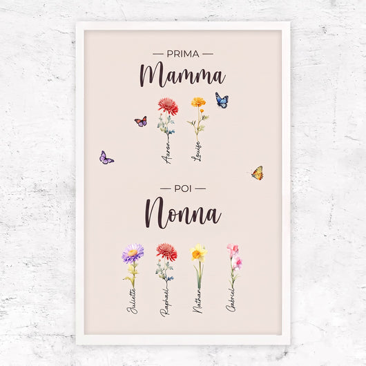 Fiori di Famiglia™ - Tela personalizzata "Prima mamma, poi nonna"
