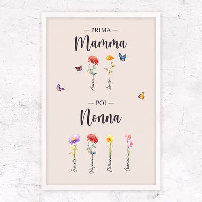 Fiori di Famiglia™ - Tela personalizzata "Prima mamma, poi nonna"