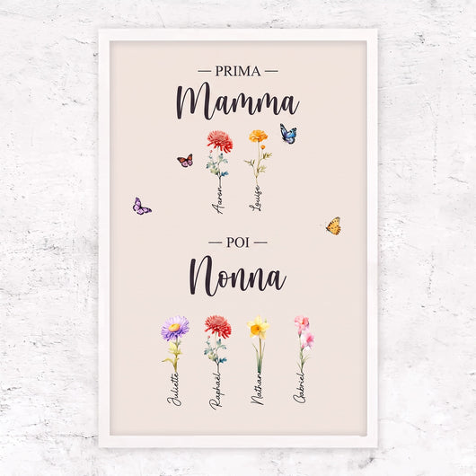 Fiori di Famiglia™ - Tela personalizzata "Prima mamma, poi nonna"
