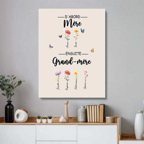Fiori di Famiglia™ - Tela personalizzata "Prima mamma, poi nonna"