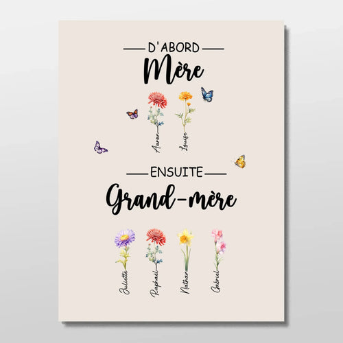 Fiori di Famiglia™ - Tela personalizzata "Prima mamma, poi nonna"