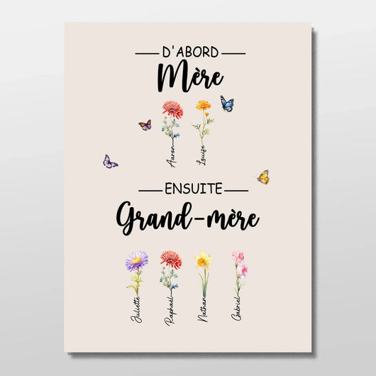 Fiori di Famiglia™ - Tela personalizzata "Prima mamma, poi nonna"