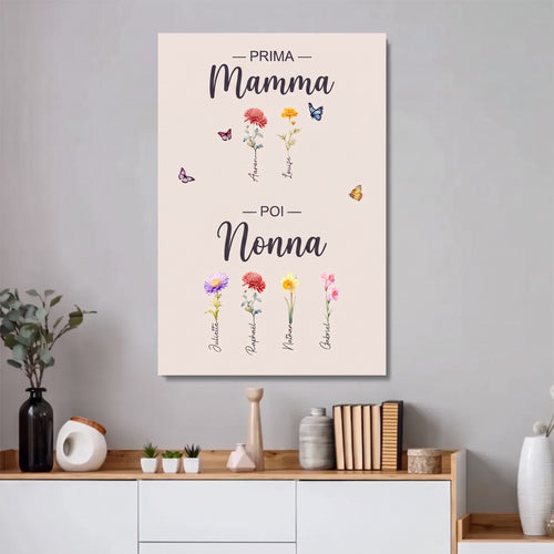 Fiori di Famiglia™ - Tela personalizzata "Prima mamma, poi nonna"