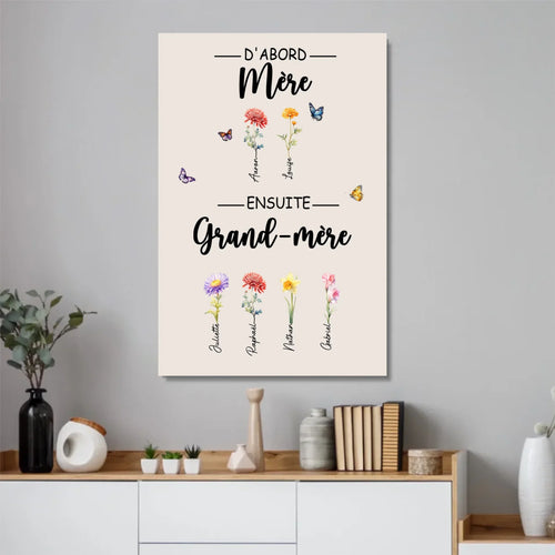 Fiori di Famiglia™ - Tela personalizzata "Prima mamma, poi nonna"