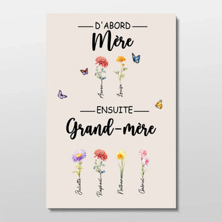 Fiori di Famiglia™ - Tela personalizzata "Prima mamma, poi nonna"