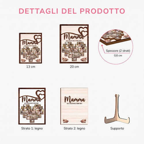 Cuore di Famiglia™ – Cornice portafoto personalizzata in legno